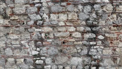 Old Block Wall. Ancient Brick wall surface Cement Stone Building Background 库存照片