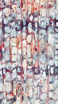 Old Block Wall. Ancient Brick wall surface Cement Stone Building Background. Stock-Fotos