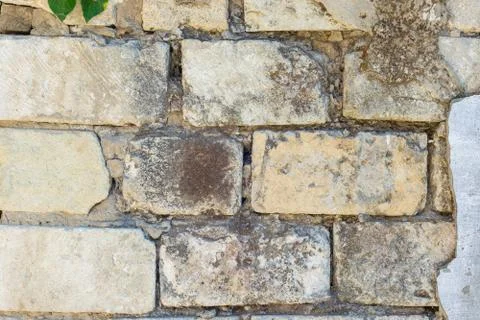 Old block wall with peeling a plaster Stock Photos