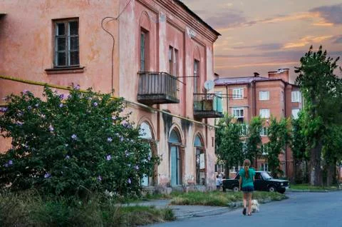 Old blocks of a small town Stock Photos