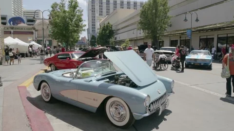 Old Blue Corvette Classic Car Show Hot August Nights Stock-Footage 249361696