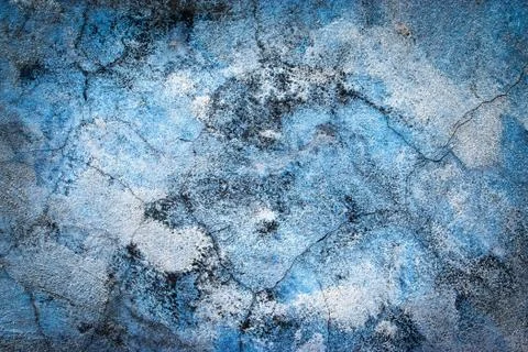 Old blue eroded plaster with mold Stock Photos