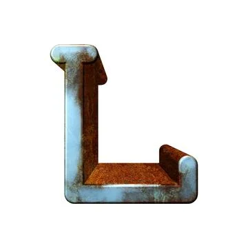 Old blue metallic letter.Rusty surface.3D illustration.Art font. Stock Illustration
