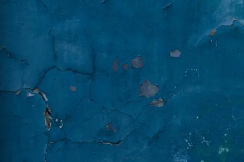 Old blue painted plastered wall Fotos Stock