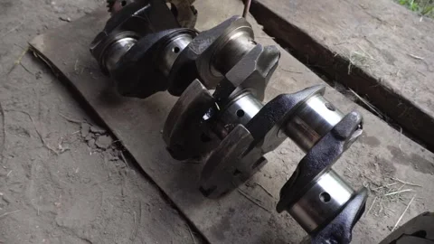 Old blue retro tractor engine Video stock 343612048