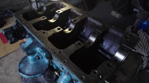 Old blue retro tractor engine 스톡 동영상 343612124