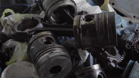 Old blue retro tractor engine Video stock 343612135
