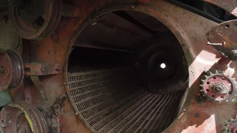 Old blue retro tractor engine Видео 343612325