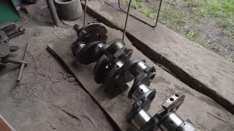 Old blue retro tractor engine Video stock 343612335