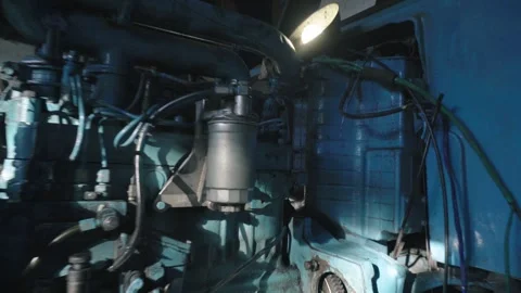 Old blue retro tractor engine Stock-Footage 343612428