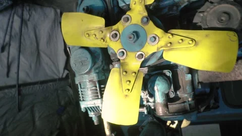 Old blue retro tractor engine Video stock 343612651