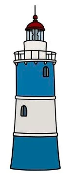 Old blue stone lighthouse Stock Illustration