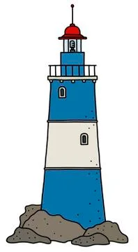 The old blue stone lighthouse Stock Illustration
