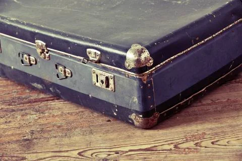 Old blue suitcase Stock Photos