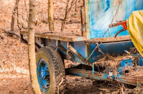 Old blue tractor Stock Photos