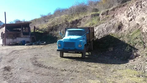 An old blue truck 4 Stock Footage 336828297