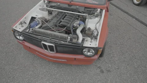 Old BMW under the hood Stock Footage 201884941