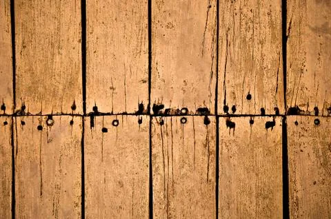 The old board texture rough and rusted nail background Foto stock