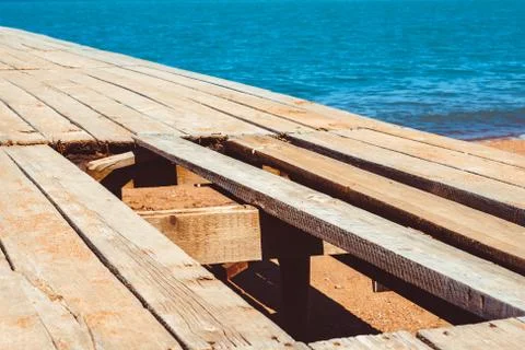 The old boards of the bridge Stock Photos