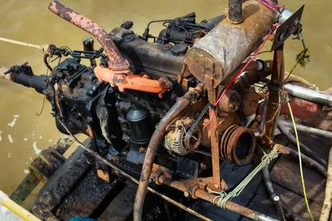 Old boat engine rusted Foto stock