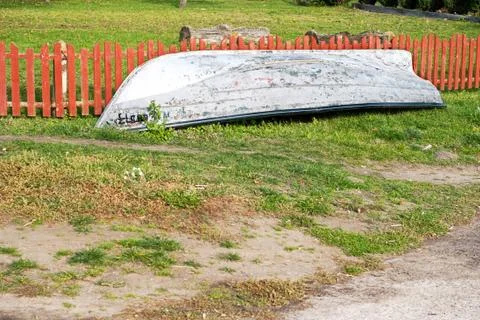 Old boat on the grass Stock Photos