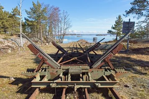 Old boat moving technology. Foto stock