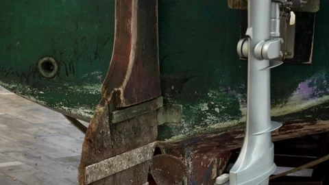 Old Boat Propeller on Dry Dock. Stock Footage 257135789