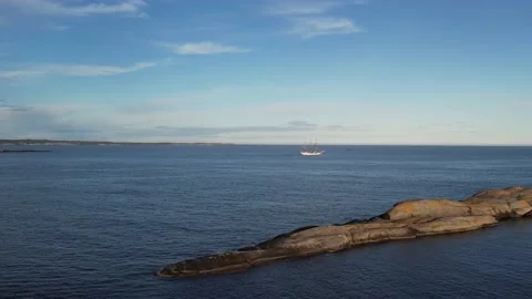 Old Boat Sailing To Open Ocean In Norway Video stock 201324663