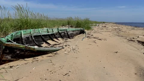 Old boat on the sea. Stock Footage 194033370