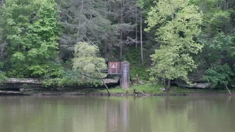Old Boathouse on River 4K Stock Footage 155363631