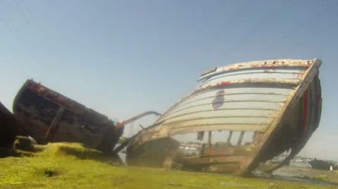 Old boats and clouds 02 Stock Footage 33891773