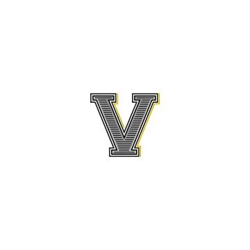 Old bold letter V logo with serifs or roman number five on white background Stock Illustration