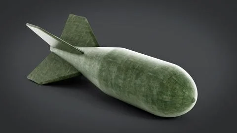 Old bomb isolated on dark background. 3D illustration イラスト素材