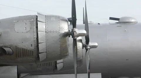 Old bomber engines Stock Footage 64301456