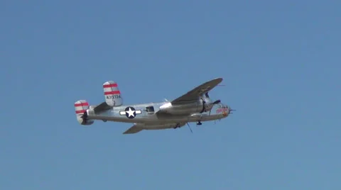 Old bomber in flight Stock Footage 36392458