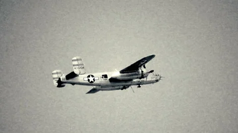 Old bomber in flight Stock Footage 39257334