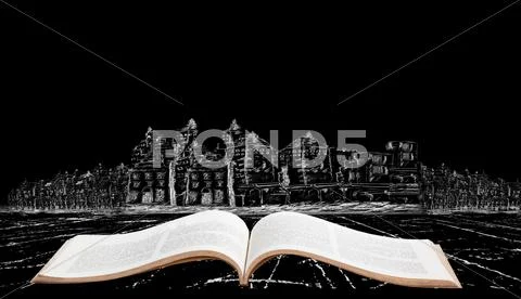 Old book and building construction Stock Photos