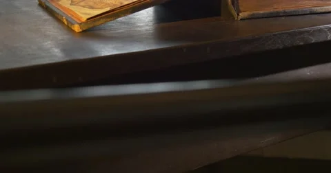 Old Book Closeup, Hands are Leafing through the Book, Nestor The Chronicler's Stock Footage 52341267