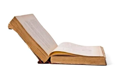 Old book isolated on white background 스톡 사진