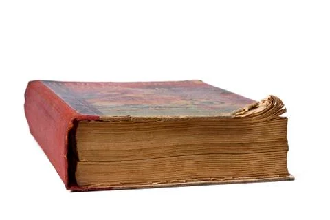 Old book isolated on white background Stock Photos