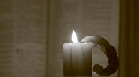 Old Book Reading with Candle HD Stock Footage 32238046