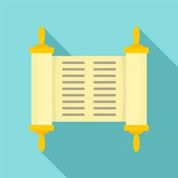 Old book rolled papyrus icon, flat style 스톡 일러스트