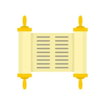 Old book rolled papyrus icon, flat style 스톡 일러스트