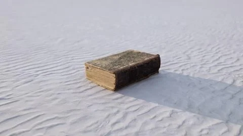 Old book on the sand beach Stock Illustration
