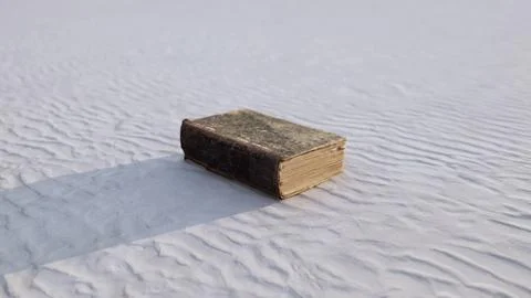 Old book on the sand beach Stock Illustration