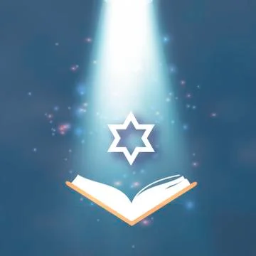 Old book with star of David. Torah. Stock Illustration