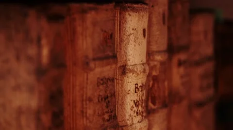 Old books in a historic library Stock Footage 64204793