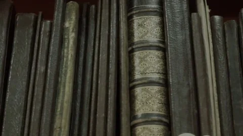 Old Books at Library Stock Footage 69077438
