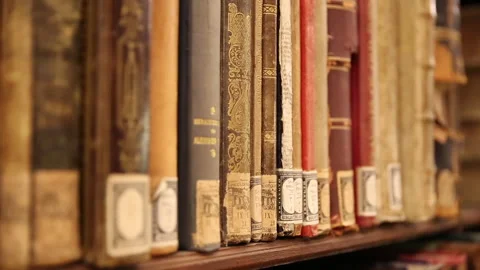 Old books in a library Stock Footage 131686757