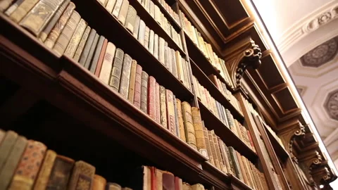 Old books in a library Stock Footage 131686774